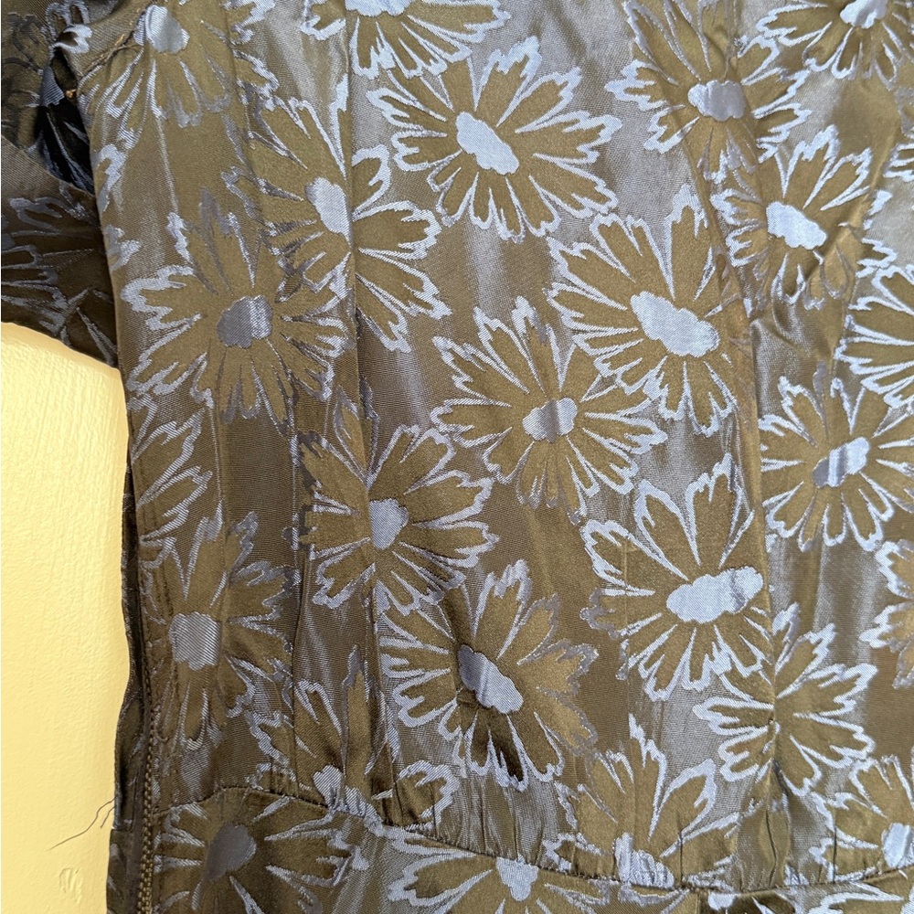Vintage Eisenberg Elegant Black and Blue Floral Midi Dress - Picture 11 of 11